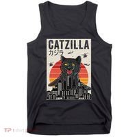 Japanese Catzilla Retro Anime Cat Tank Top thumb 0