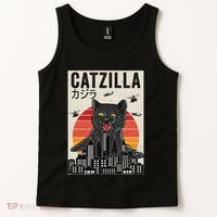 Japanese Catzilla Retro Anime Cat Tank Top thumb 2