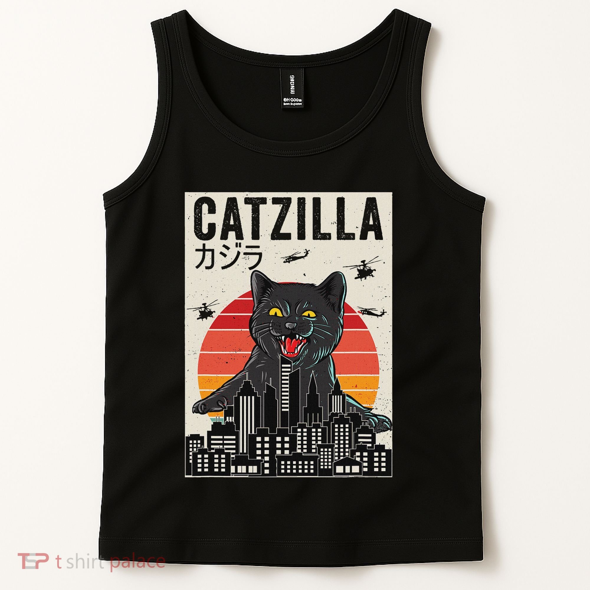 Japanese Catzilla Retro Anime Cat Tank Top