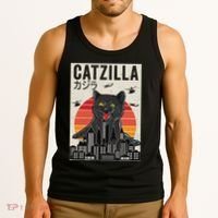 Japanese Catzilla Retro Anime Cat Tank Top thumb 3