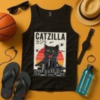 Japanese Catzilla Retro Anime Cat Tank Top thumb 4