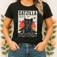 Japanese Catzilla Retro Anime Cat Women's T-Shirt thumb 2
