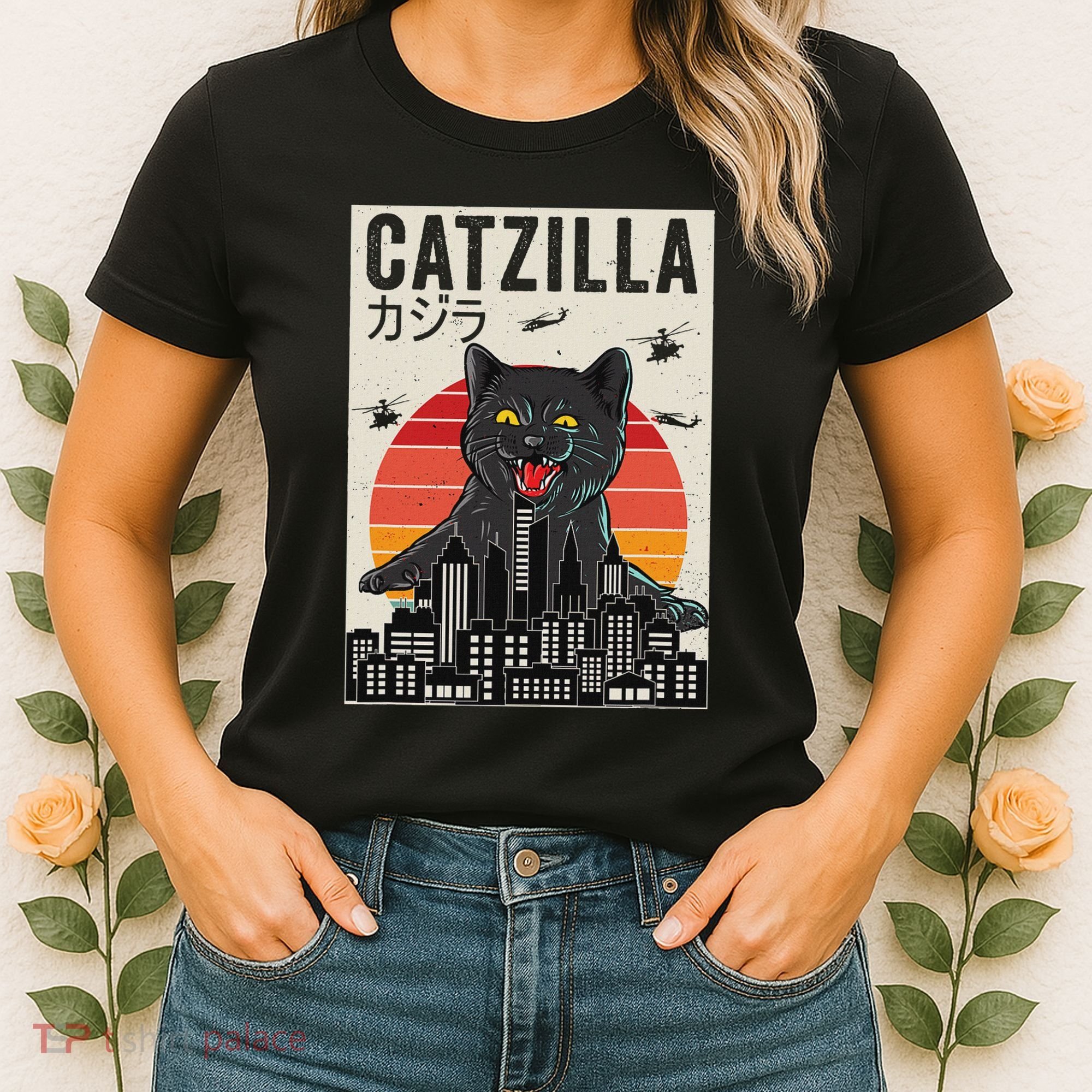 Japanese Catzilla Retro Anime Cat Women's T-Shirt