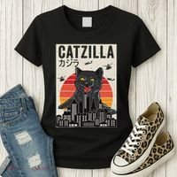Japanese Catzilla Retro Anime Cat Women's T-Shirt thumb 3