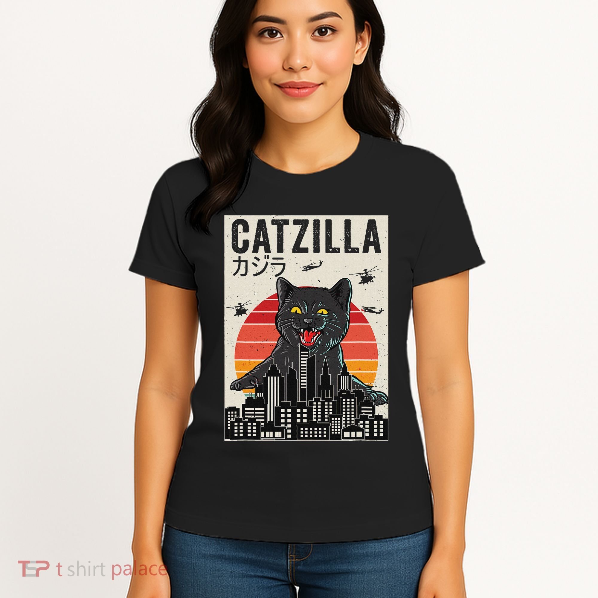 Japanese Catzilla Retro Anime Cat Women's T-Shirt