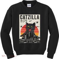 Japanese Catzilla Retro Anime Cat Kids Sweatshirt thumb 0