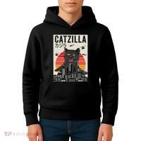 Japanese Catzilla Retro Anime Cat Kids Hoodie thumb 4