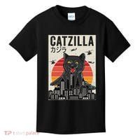 Japanese Catzilla Retro Anime Cat Kids T-Shirt thumb 0
