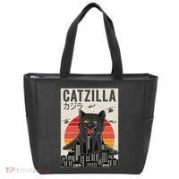 Japanese Catzilla Retro Anime Cat Tote Bag thumb 0