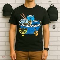 Jewish Cats Ra Kitten Anime Happy Hanukkah Pajamas Chanukah PJs T-Shirt thumb 6