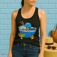 Jewish Cats Ra Kitten Anime Happy Hanukkah Pajamas Chanukah PJs Women's Tank Top thumb 2