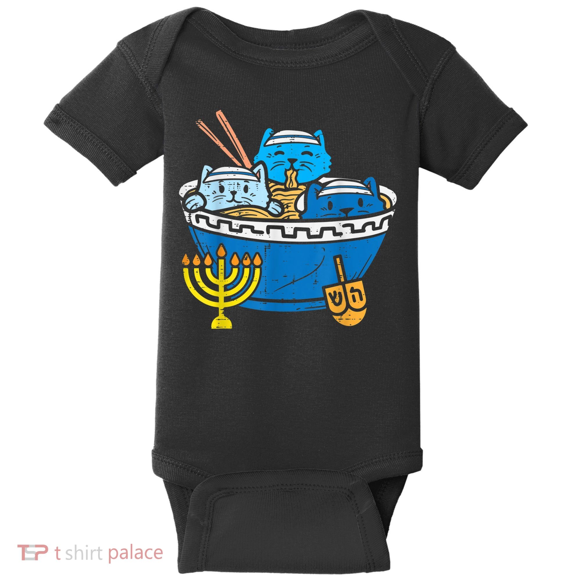 Jewish Cats Ra Kitten Anime Happy Hanukkah Pajamas Chanukah PJs Baby Bodysuit