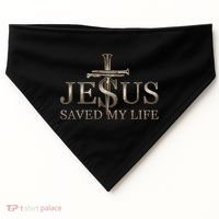 Jesus Christ Saved My Life Gift Wooden Cross USA-Made Doggie Bandana thumb 0