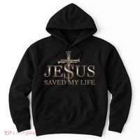 Jesus Christ Saved My Life Gift Wooden Cross Hoodie thumb 0
