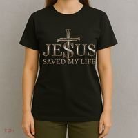 Jesus Christ Saved My Life Gift Wooden Cross T-Shirt thumb 4