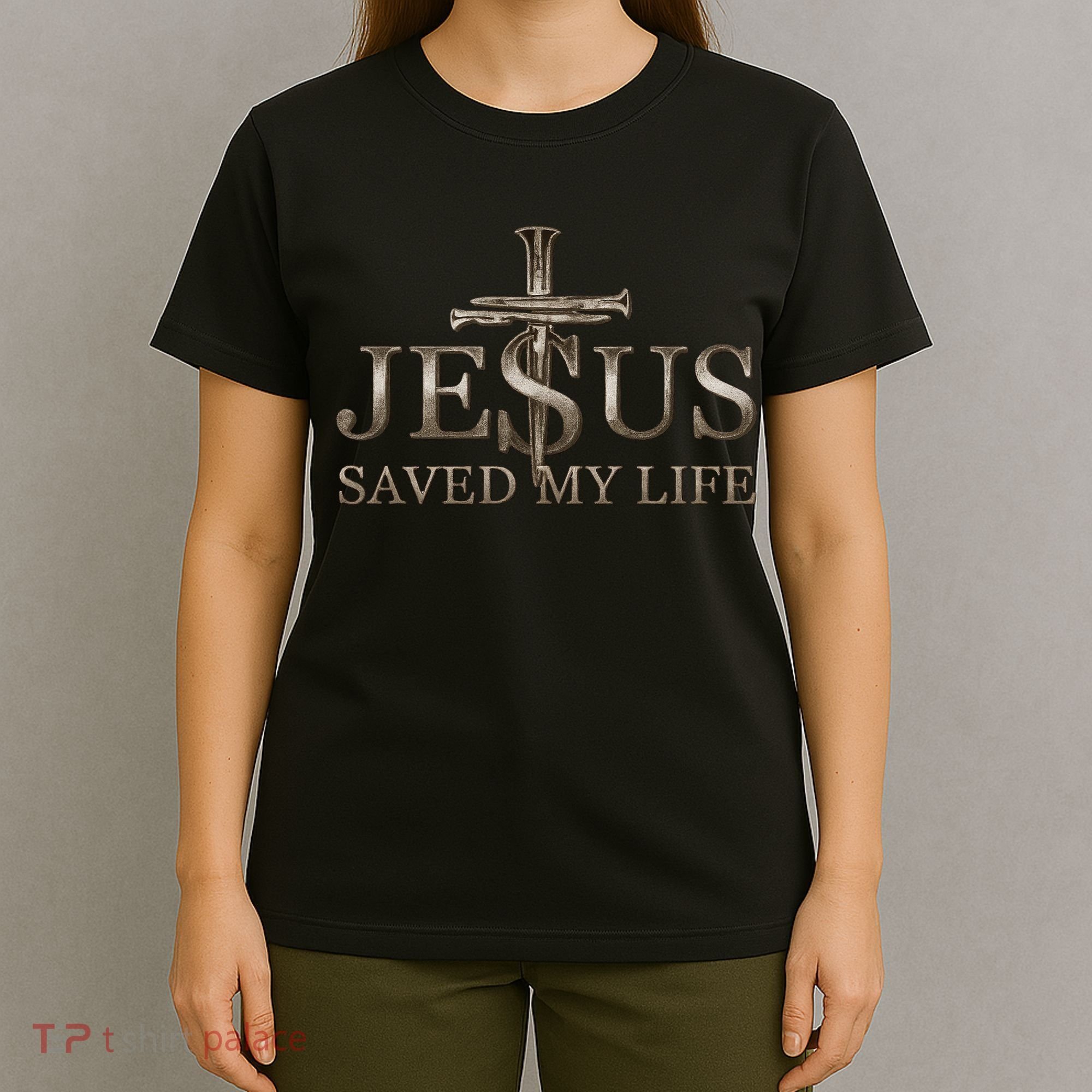 Jesus Christ Saved My Life Gift Wooden Cross T-Shirt