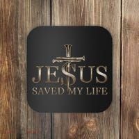 Jesus Christ Saved My Life Gift Wooden Cross Coaster thumb 0