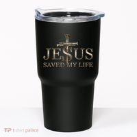 Jesus Christ Saved My Life Gift Wooden Cross Tumbler thumb 0
