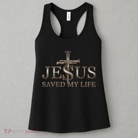 Jesus Christ Saved My Life Gift Wooden Cross Women's Tank Top thumb 3