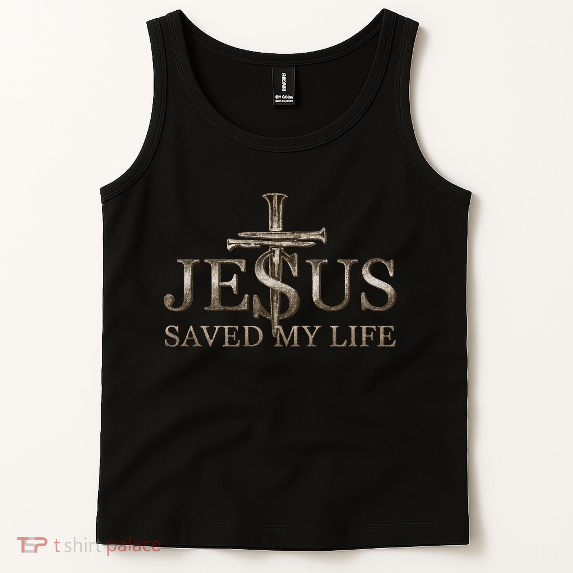 Jesus Christ Saved My Life Gift Wooden Cross Tank Top