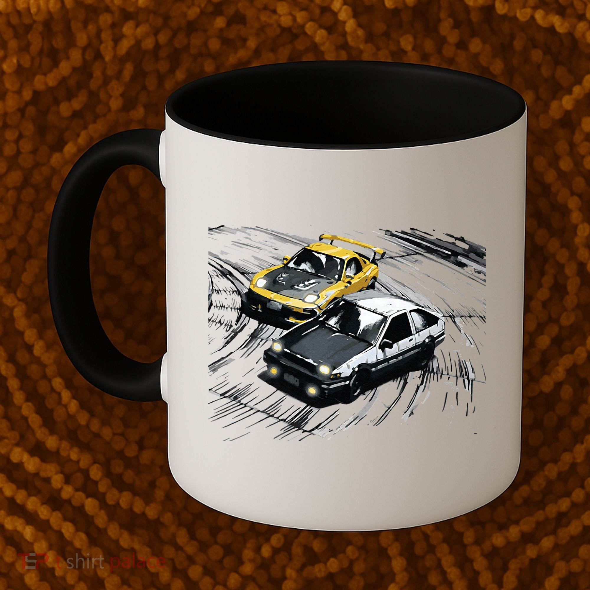 JDM Car Street Drift Race 86 VS FD Anime Style Coffee Mug
