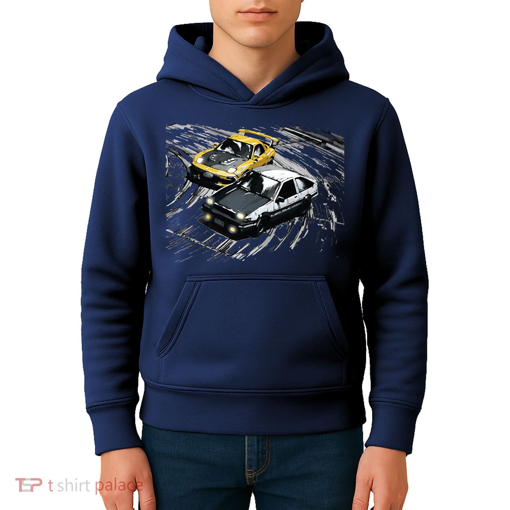 JDM Car Street Drift Race 86 VS FD Anime Style Kids Hoodie