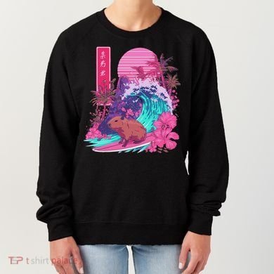 Japanese Capybara Surfing Wave Great Wave Japan Women's Sweatshirt