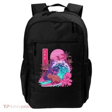 Japanese Capybara Surfing Wave Great Wave Japan Backpack