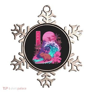 Japanese Capybara Surfing Wave Great Wave Japan Ornament