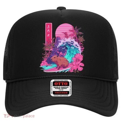 Japanese Capybara Surfing Wave Great Wave Japan Hat