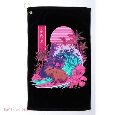 Japanese Capybara Surfing Wave Great Wave Japan Golf Towel