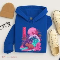 Japanese Capybara Surfing Wave Great Wave Japan Hoodie thumb 4