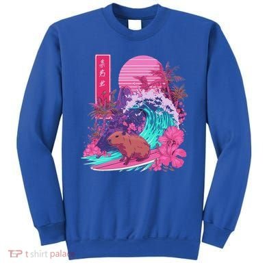 Japanese Capybara Surfing Wave Great Wave Japan Sweatshirt