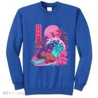 Japanese Capybara Surfing Wave Great Wave Japan Sweatshirt thumb 0