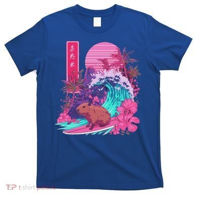 Japanese Capybara Surfing Wave Great Wave Japan T-Shirt