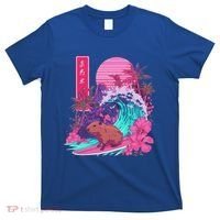 Japanese Capybara Surfing Wave Great Wave Japan T-Shirt thumb 0