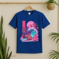 Japanese Capybara Surfing Wave Great Wave Japan T-Shirt thumb 2