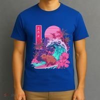 Japanese Capybara Surfing Wave Great Wave Japan T-Shirt thumb 3