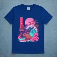 Japanese Capybara Surfing Wave Great Wave Japan T-Shirt thumb 5