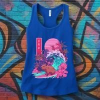Japanese Capybara Surfing Wave Great Wave Japan Women's Tank Top thumb 3
