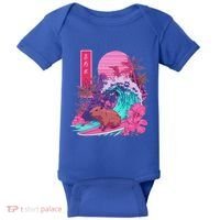 Japanese Capybara Surfing Wave Great Wave Japan Baby Bodysuit thumb 0
