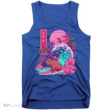 Japanese Capybara Surfing Wave Great Wave Japan Tank Top