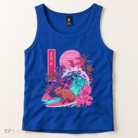 Japanese Capybara Surfing Wave Great Wave Japan Tank Top thumb 2