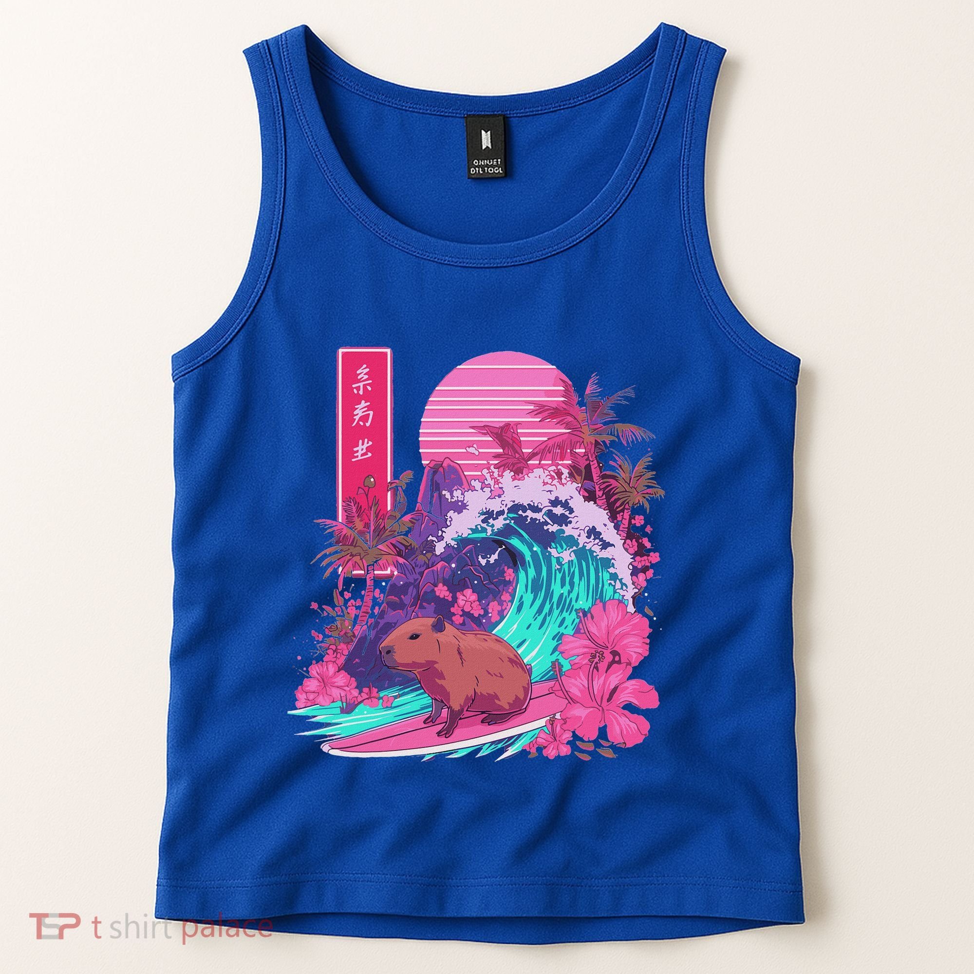 Japanese Capybara Surfing Wave Great Wave Japan Tank Top