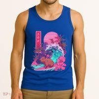 Japanese Capybara Surfing Wave Great Wave Japan Tank Top thumb 3