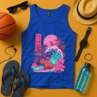 Japanese Capybara Surfing Wave Great Wave Japan Tank Top thumb 4