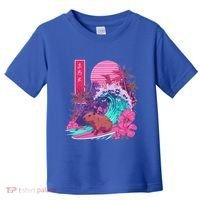 Japanese Capybara Surfing Wave Great Wave Japan Toddler T-Shirt thumb 0