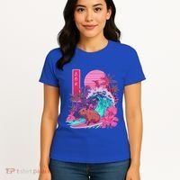 Japanese Capybara Surfing Wave Great Wave Japan Women's T-Shirt thumb 4