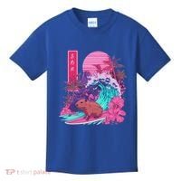 Japanese Capybara Surfing Wave Great Wave Japan Kids T-Shirt thumb 0