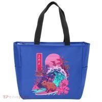 Japanese Capybara Surfing Wave Great Wave Japan Tote Bag thumb 0